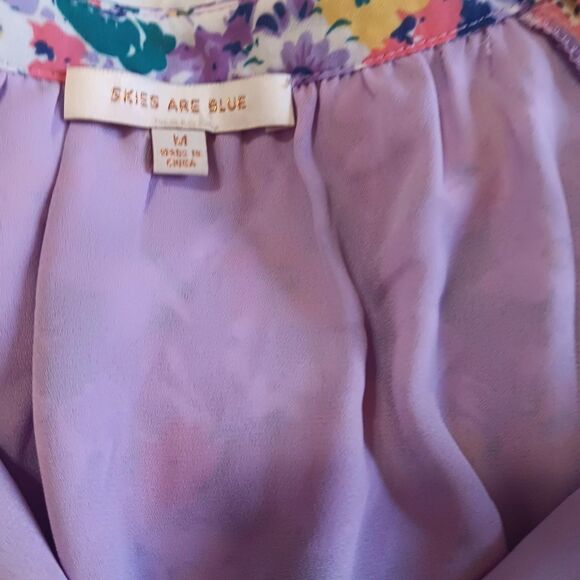 Skies Are Blue Women's M Floral Midi Dress V-neckline, dress flows, party dress - Picture 11 of 13